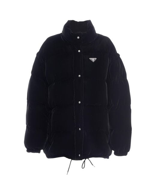 Prada Blue Velvet Convertible Down Jacket
