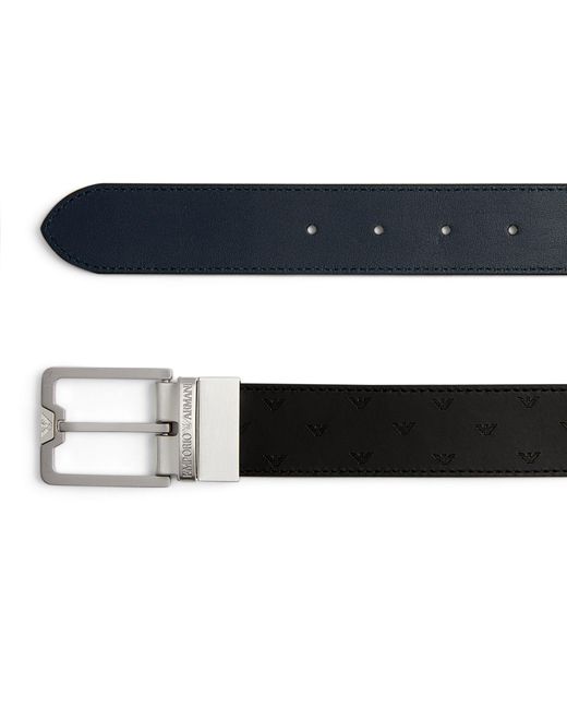 Emporio Armani Black Reversible Debossed-logo Belt for men