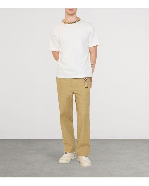 Burberry Natural Cotton Check Trousers for men