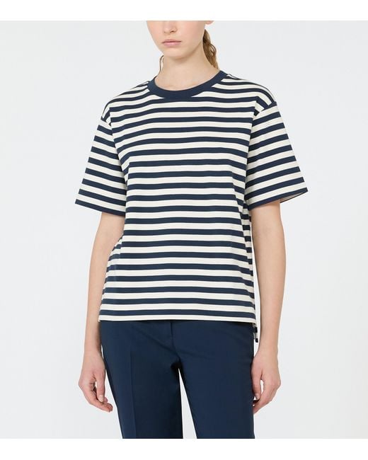 Weekend by Maxmara Blue Cotton Stripe T-Shirt