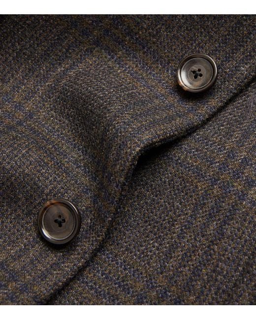 Paul Smith Gray Wool Check Overcoat for men