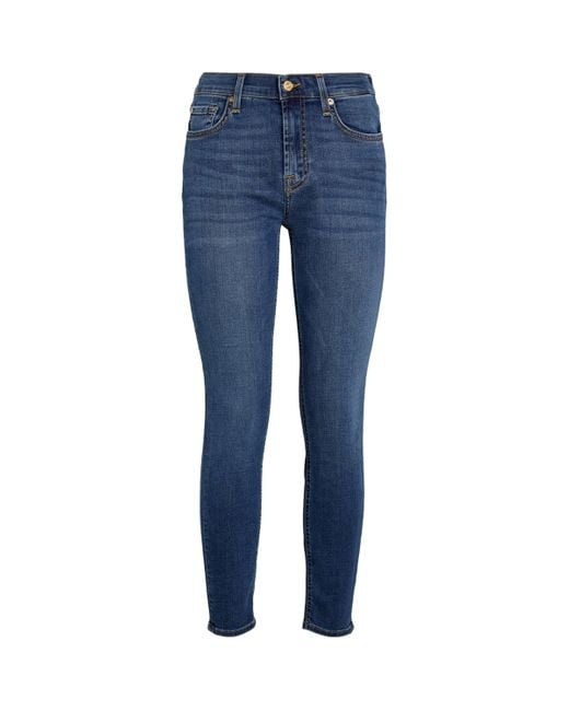 7 For All Mankind Blue Bair High-Rise Ankle Skinny Jeans