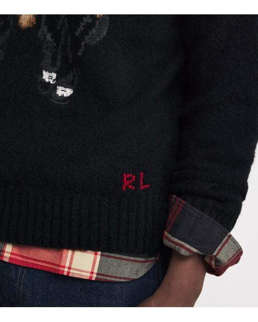 Polo Ralph Lauren Black Wool-Blend Ralph & Ricky Tuxedo Polo Bear Rollneck Sweater for men