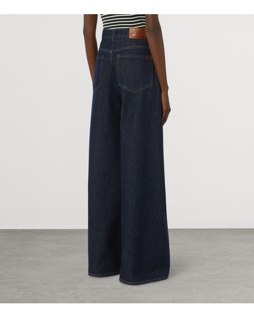Weekend by Maxmara Blue Cotton Wide-Leg High-Rise Jeans
