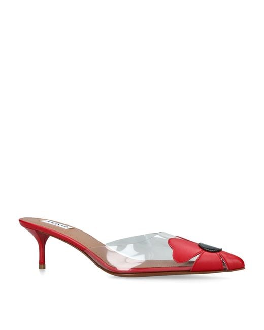 Alaïa Red Leather-Pvc Bloom Mules 55