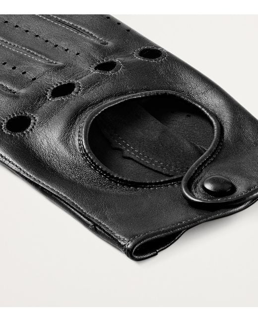 Aspinal Black Nappa Leather Driving Gloves for men