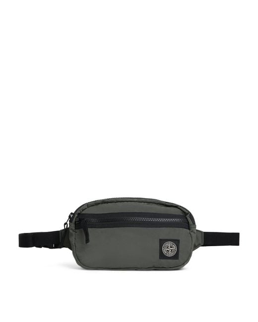 Stone Island Black Logo Patch Belt Bag for men
