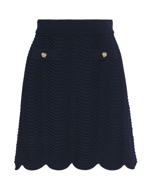 Sandro Blue Knitted Mini Skirt