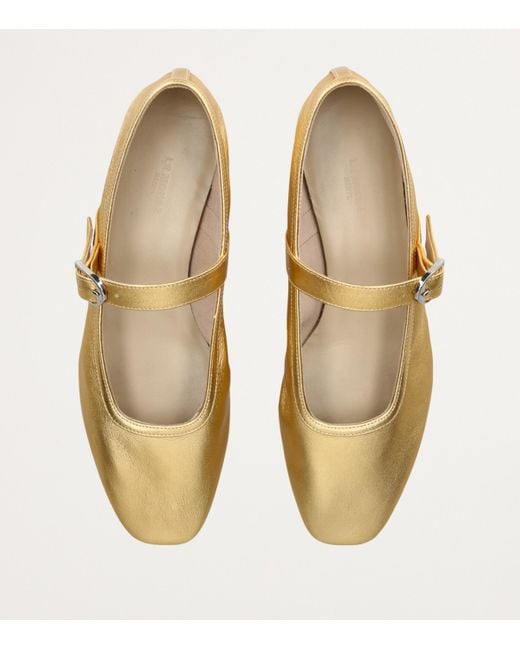 Le Monde Beryl Natural Leather Metallic Mary Jane Ballet Flats