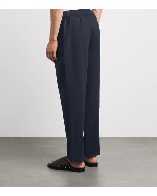 CHE Blue Linen Avila Straight Trousers for men