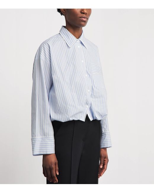 Sandro Blue Cotton Stripe Cropped Shirt