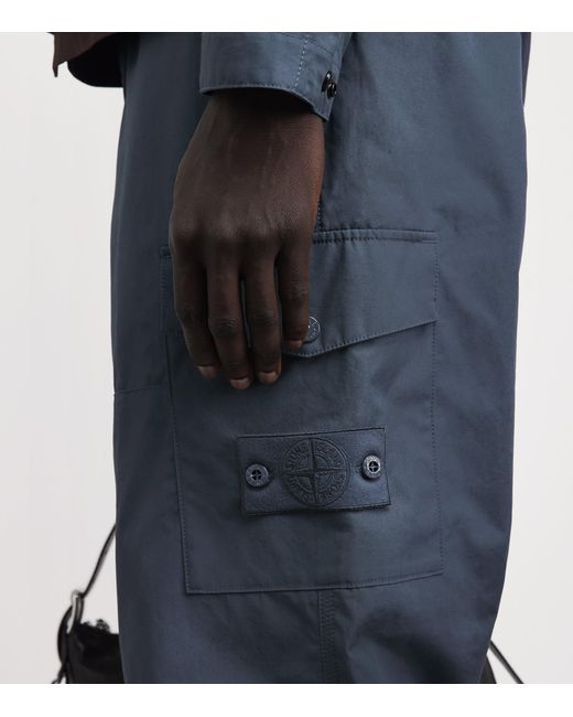 Stone Island Blue Cotton-Canvas All-Weather Ghost Trousers for men