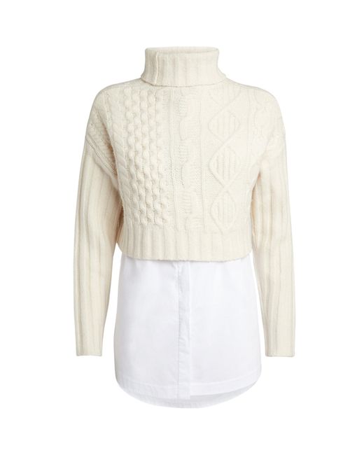 AllSaints Claude 2in1 Cableknit Sweater in White Lyst