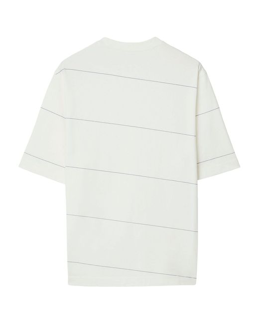 Burberry White Cotton Striped T-shirt for men