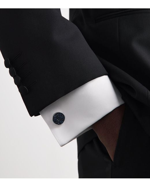 Babette Wasserman Black Crystal-Embellished Moondust Cufflinks for men