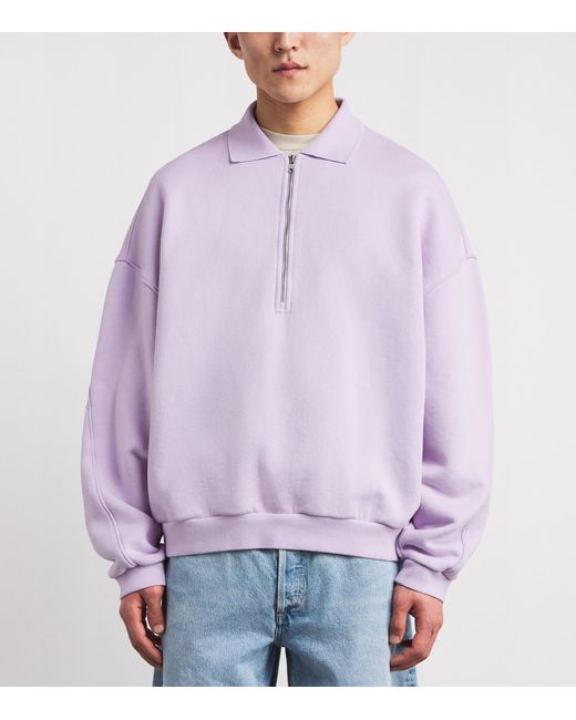 Agolde Purple Cotton Pace Quarter-Zip Sweatshirt for men