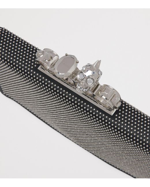 McQueen Black Skull Four-Ring Pouch