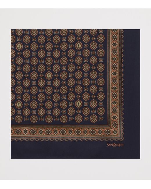 Saint Laurent Black Silk Medallion Print Scarf