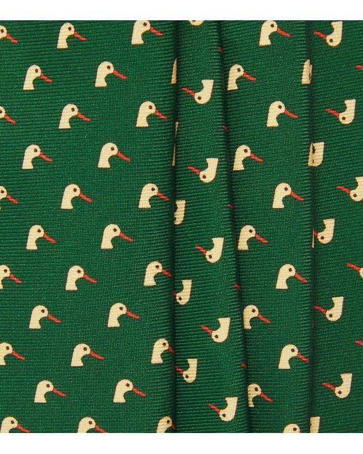James Purdey & Sons Green Silk Dapper Duck Tie for men