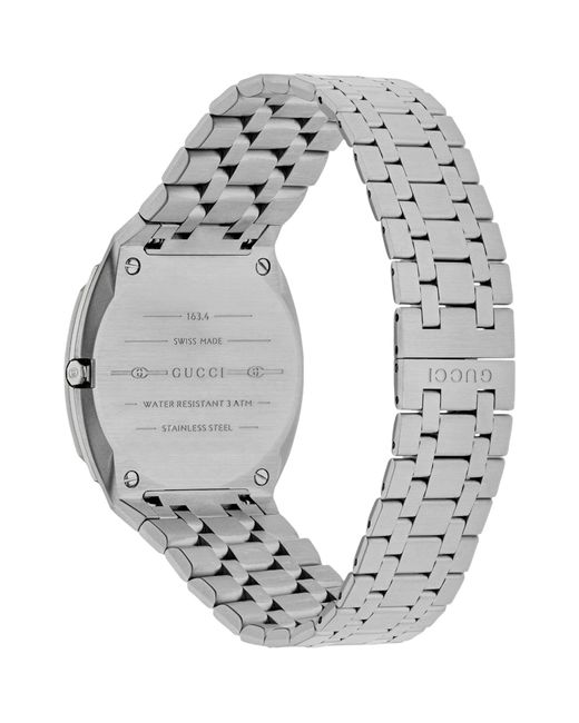 Gucci Metallic Stainless Steel And Diamond 25h Watch 34mm