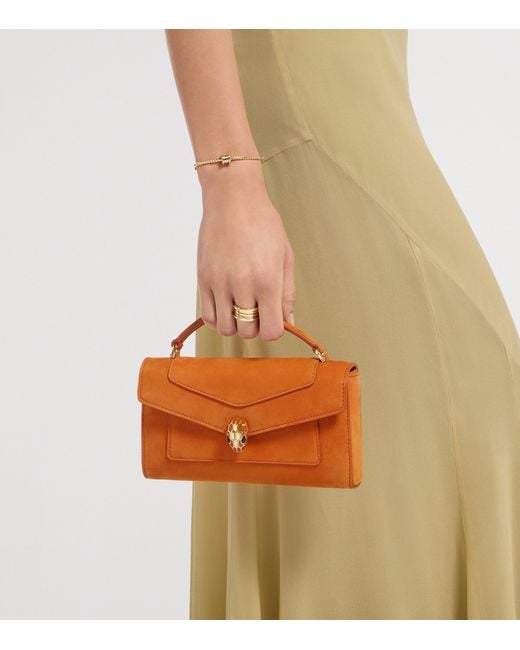 BVLGARI Orange Nubuck Serpenti Forever Phone Pouch