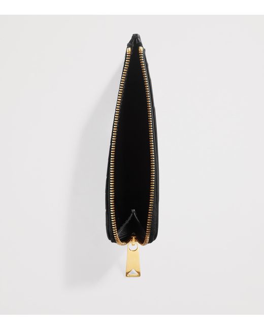 Bottega Veneta Black Leather Intrecciato L-Zip Card Holder