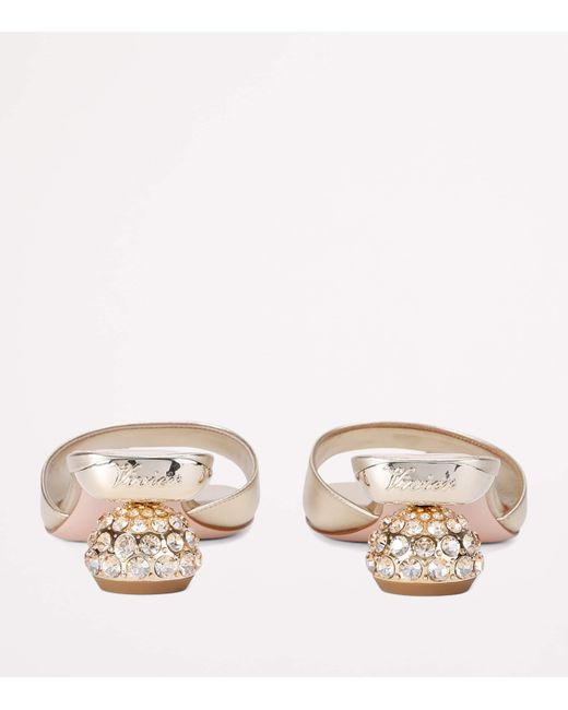 Roger Vivier Natural Leather Crystal-Embellished Mules