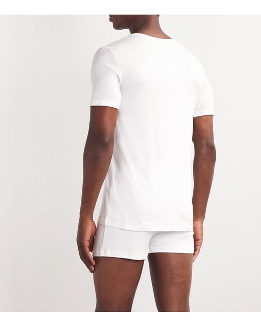 Hanro White Cotton Superior Short Sleeve T-Shirt for men