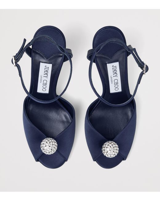 Jimmy Choo Blue Sacora 85 Satin Heeled Sandals