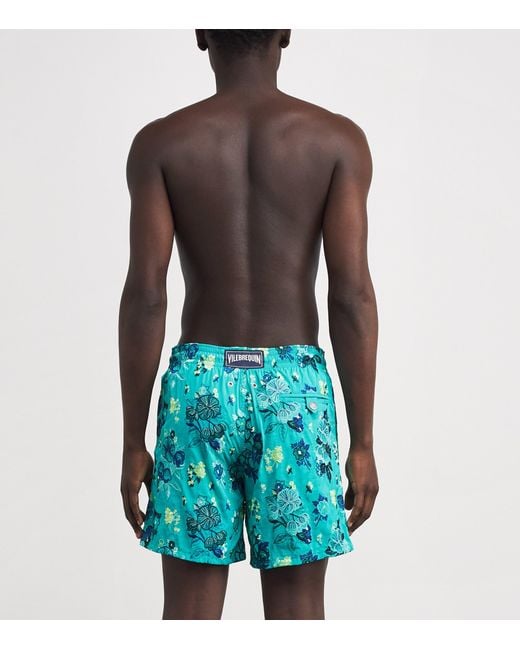 Vilebrequin Blue Embroidered Mistral Swim Shorts for men