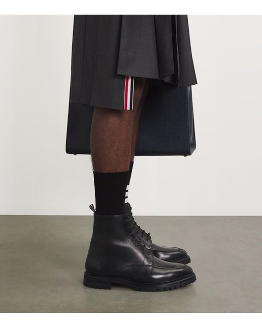 Thom Browne Black Leather Commando Boots for men