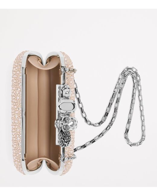 Alexander McQueen Metallic Crystal Skull Four-Ring Clutch Bag