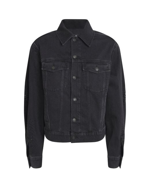 7 For All Mankind Black Embellished Twisted Denim Jacket