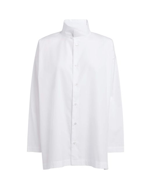 Eskandar White A-Line Stand-Collar Shirt