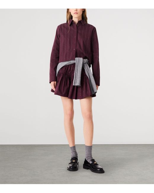 Maje Purple Embellished Stripe Shirt