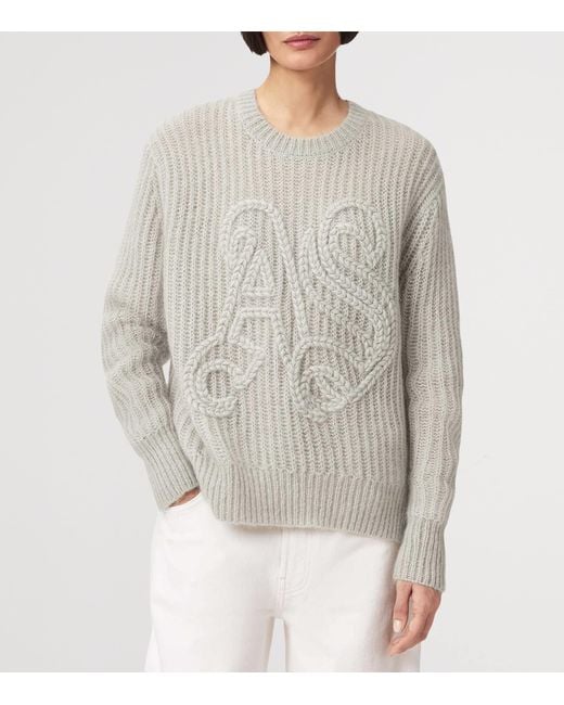 AllSaints White Wool-Blend Chain Sweater
