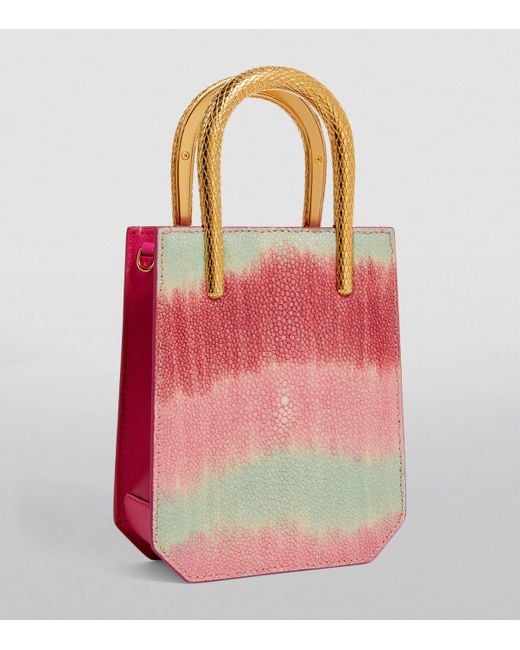 BVLGARI Pink Galuchat Leather Serpentine Cross-Body Bag