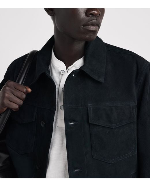 Rag & Bone Black Suede Trucker Jacket for men