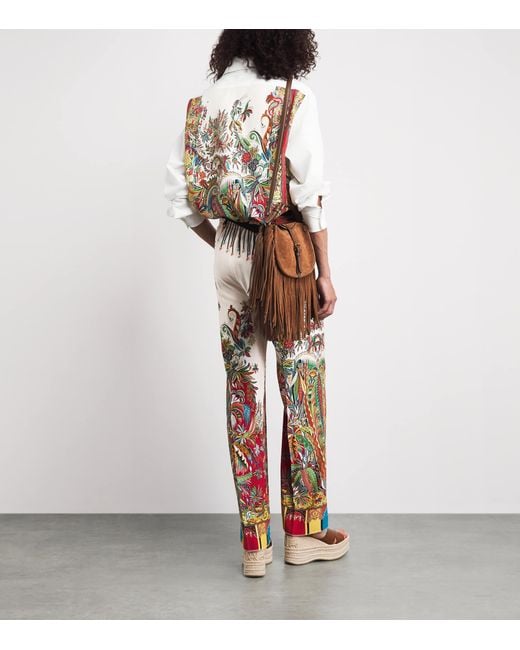 Etro White Cotton-Silk Floral-Print Shirt