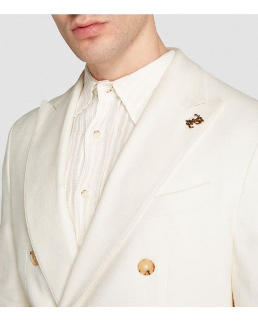 Pal Zileri White Cotton-blend Double-breasted Blazer for men