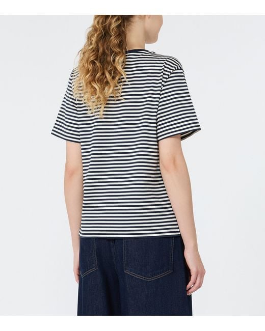 Weekend by Maxmara Blue Cotton Stripe T-Shirt