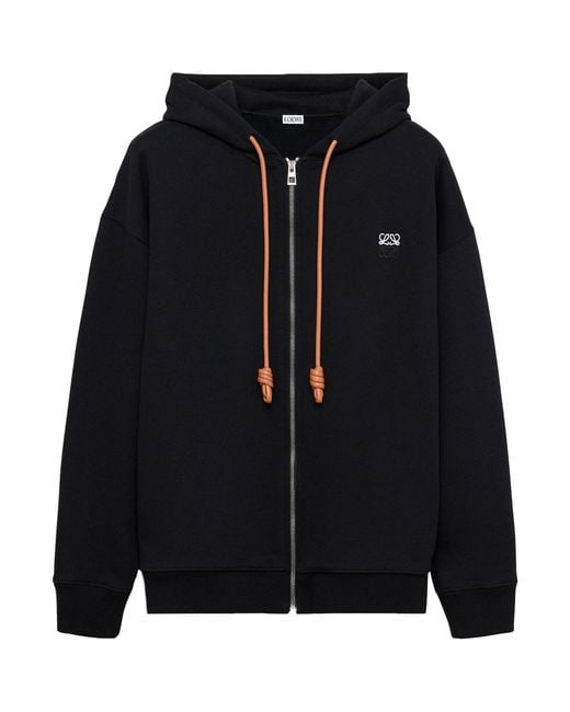 Loewe Black Cotton-Blend Anagram Hoodie for men