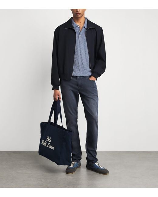 PAIGE Blue Cotton-Wool-Silk-Cashmere Kiko Polo Shirt for men