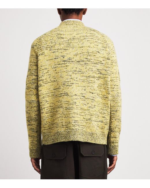 Dries Van Noten Yellow Wool-Blend Embroidered Sweater for men