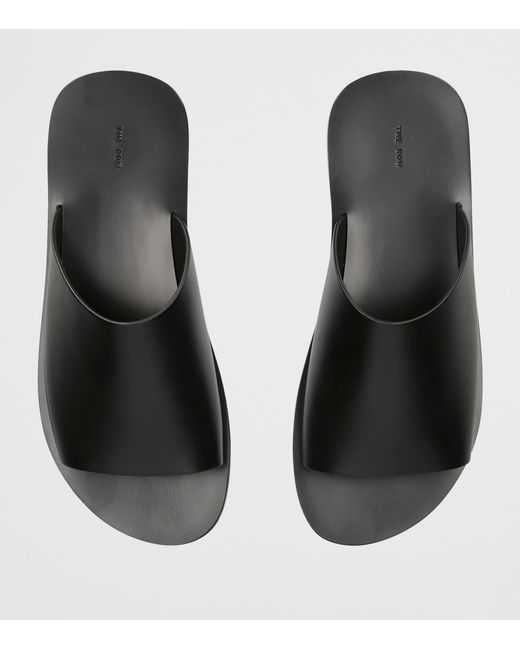 The Row Black Hugh Suede Slides for men