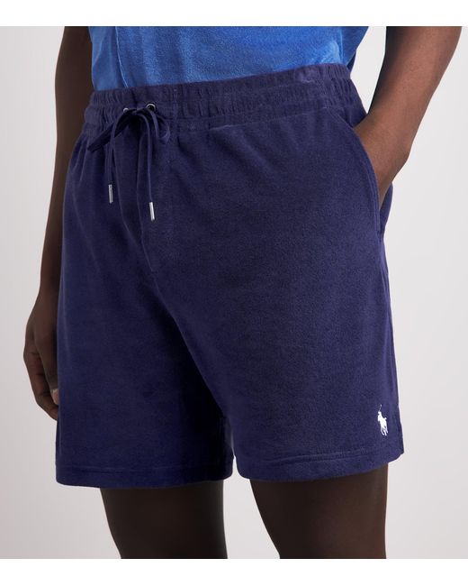 Polo Ralph Lauren Blue Cotton Terry Polo Pony Shorts for men