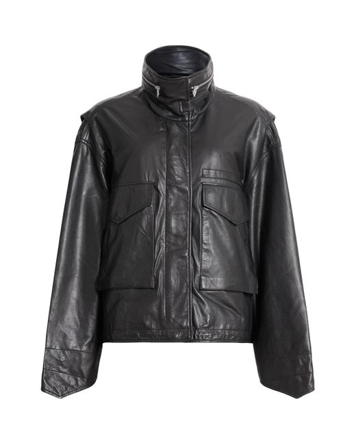 AllSaints Black Clay Leather Jacket