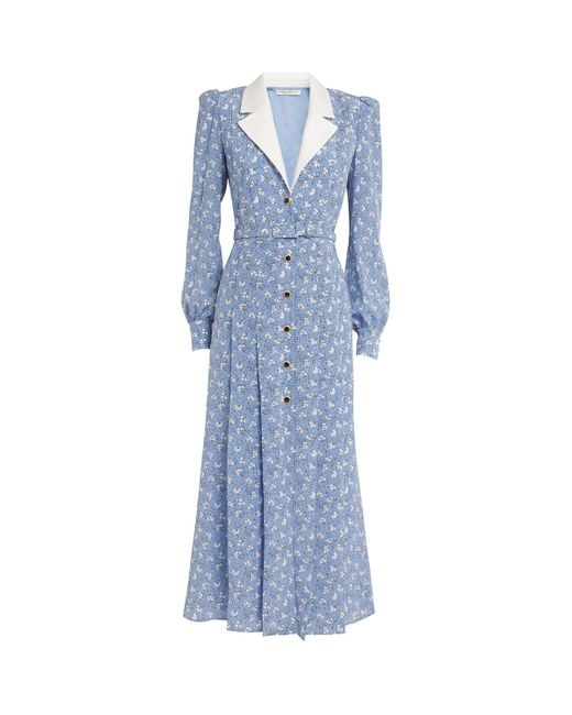 Alessandra Rich Blue Printed Midi Dress