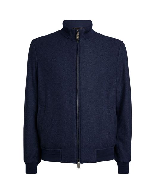 Canali Cashmere-silk Bomber Jacket in Navy (Blue) for Men - Lyst