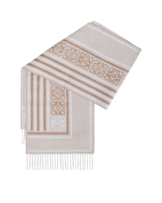Loewe White Wool-Cashmere Anagram Scarf